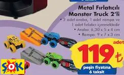 GOKİDY OYUNCAK METAL FIRLATICILI MONSTER TRUCK 2’Lİ